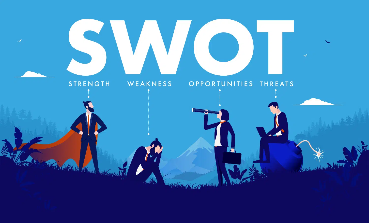 L'analyse SWOT(forces, faiblesses, opportunités et menaces) regroupe des facteurs internes et externes à votre entreprise ayant une influence sur l'état de santé de celle-ci.